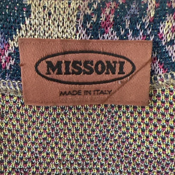 Missoni 1970s Vintage Metallic Knit Butterfly One Button Cardigan VGVC Sweater